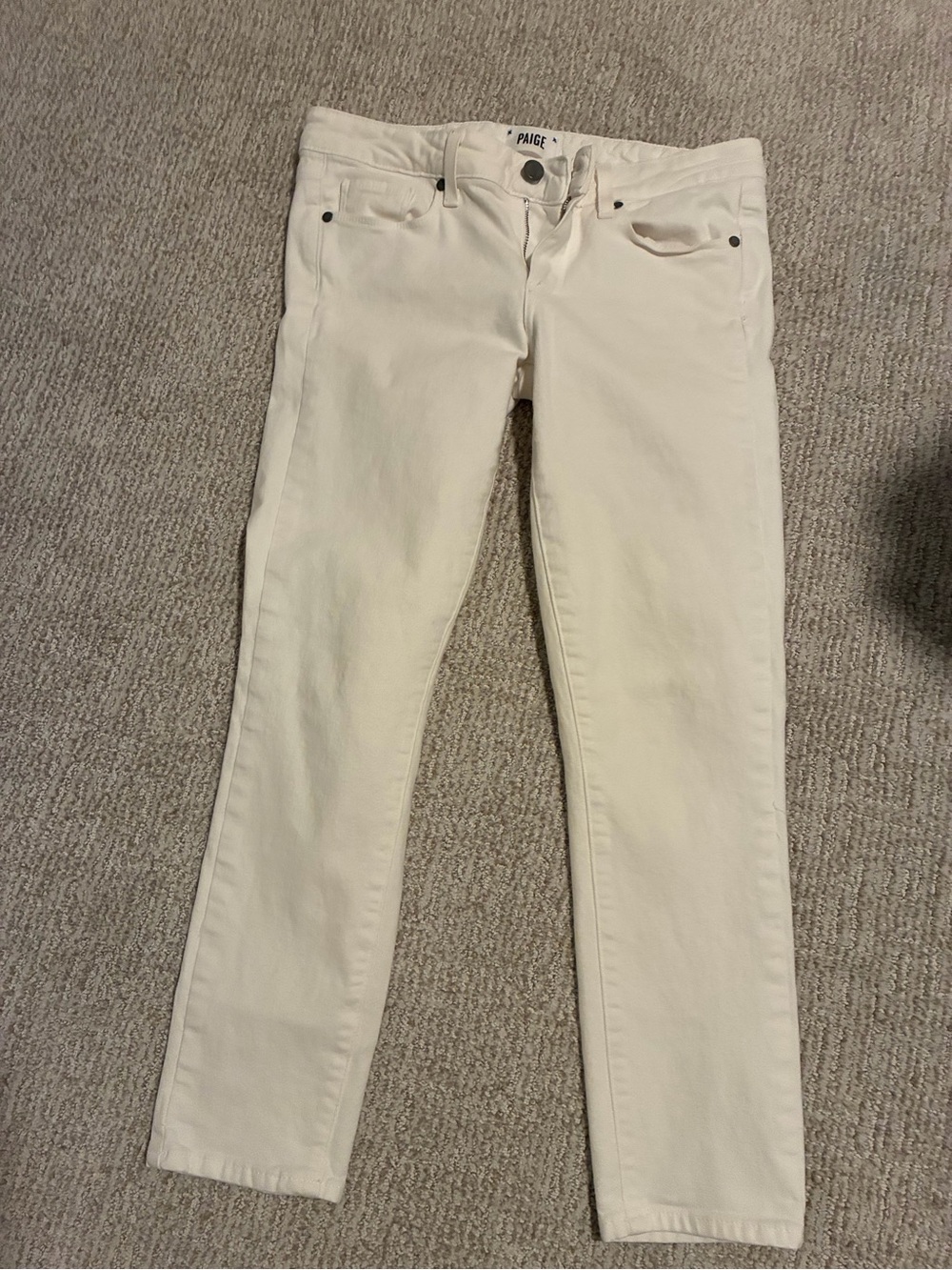 PAIGE Women's White Straight-Leg Jeans